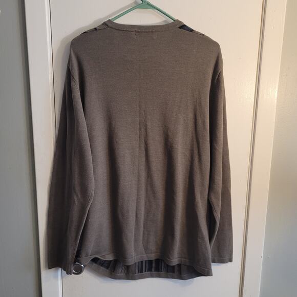 Vntg Crazy Horse Claiborne Brown Mens V-Neck Cable Rib Knit Sweater XL Heritage - Picture 7 of 10